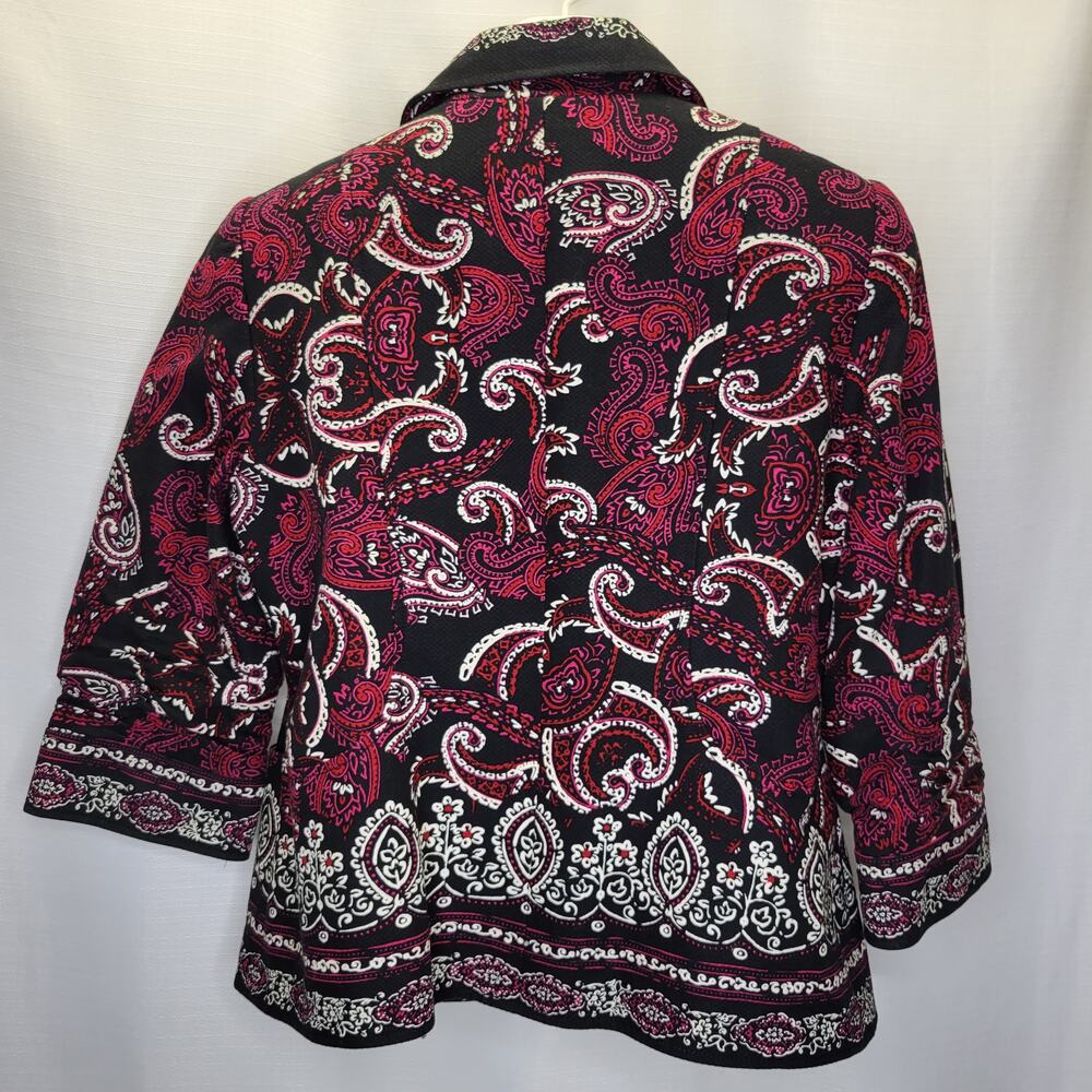 Coldwater Creek Black Pink Paisley Open 3/4 Sleeve Jacket, 14 - Picture 9 of 11